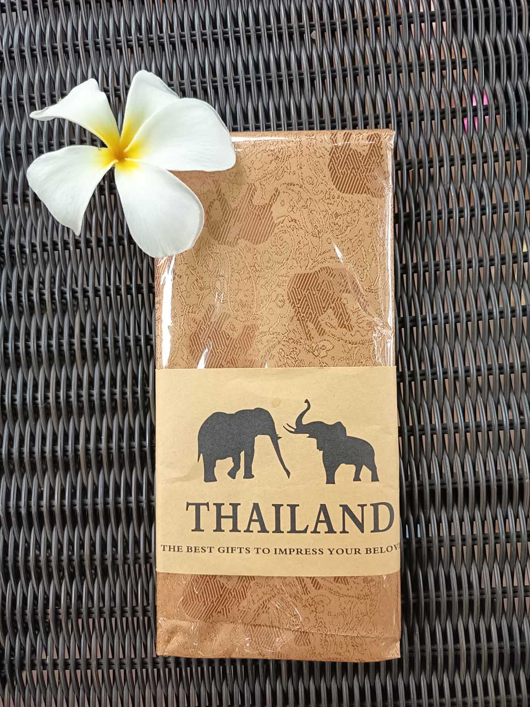 Thai Silk Elephant Scarf — Gold — photo 2