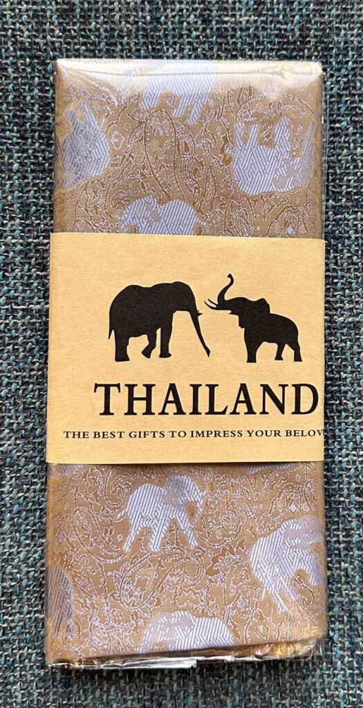 Thai Silk Elephant Scarf — Gold + Silver — photo 1