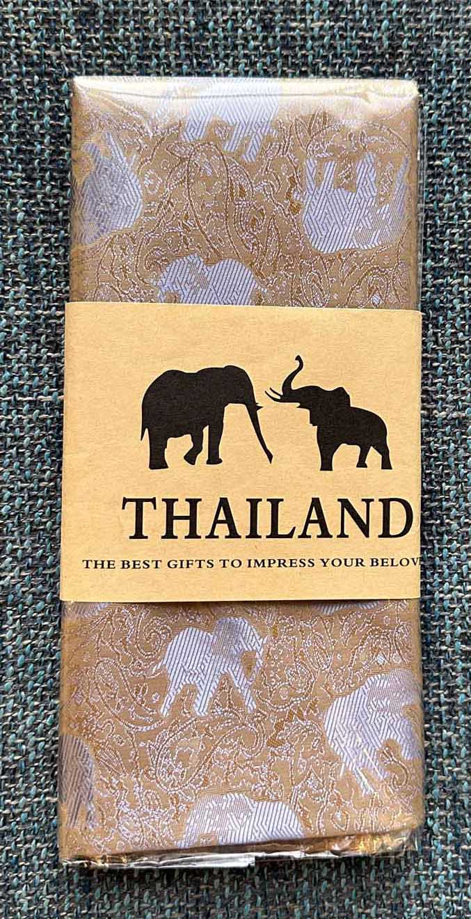 Thai Silk Elephant Scarf — Gold + Silver — photo 1