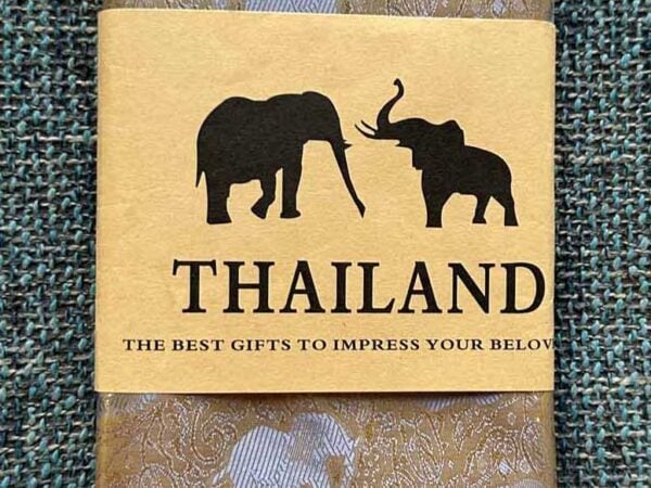 Thai Silk Elephant Scarf Gold Silver 2 Thai Silk Elephant Scarf — Gold + Silver — photo 2