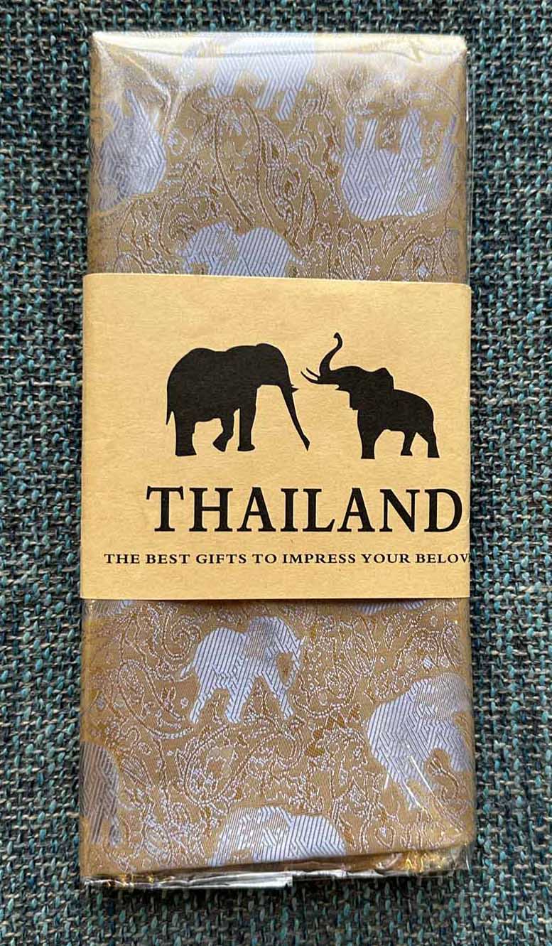 Thai Silk Elephant Scarf — Gold + Silver — photo 2