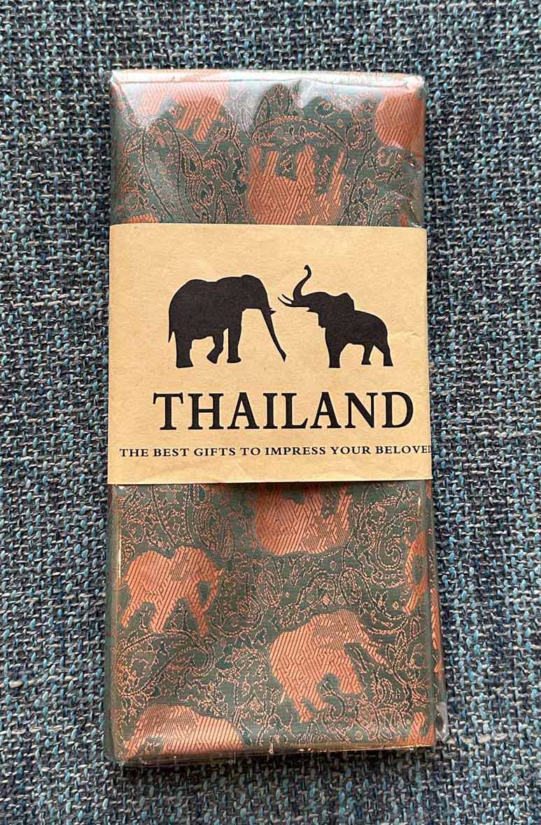 Thai Silk Elephant Scarf — Green + Gold — photo 1