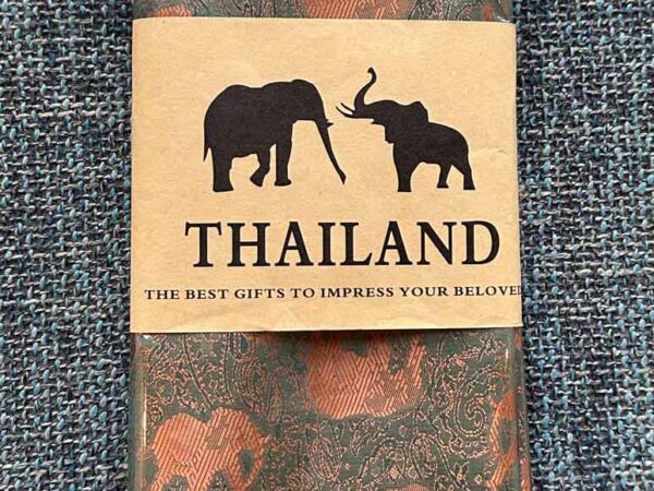 Thai Silk Elephant Scarf — Green + Gold — photo 1