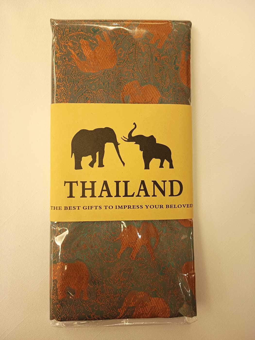 Thai Silk Elephant Scarf — Green + Gold — photo 3