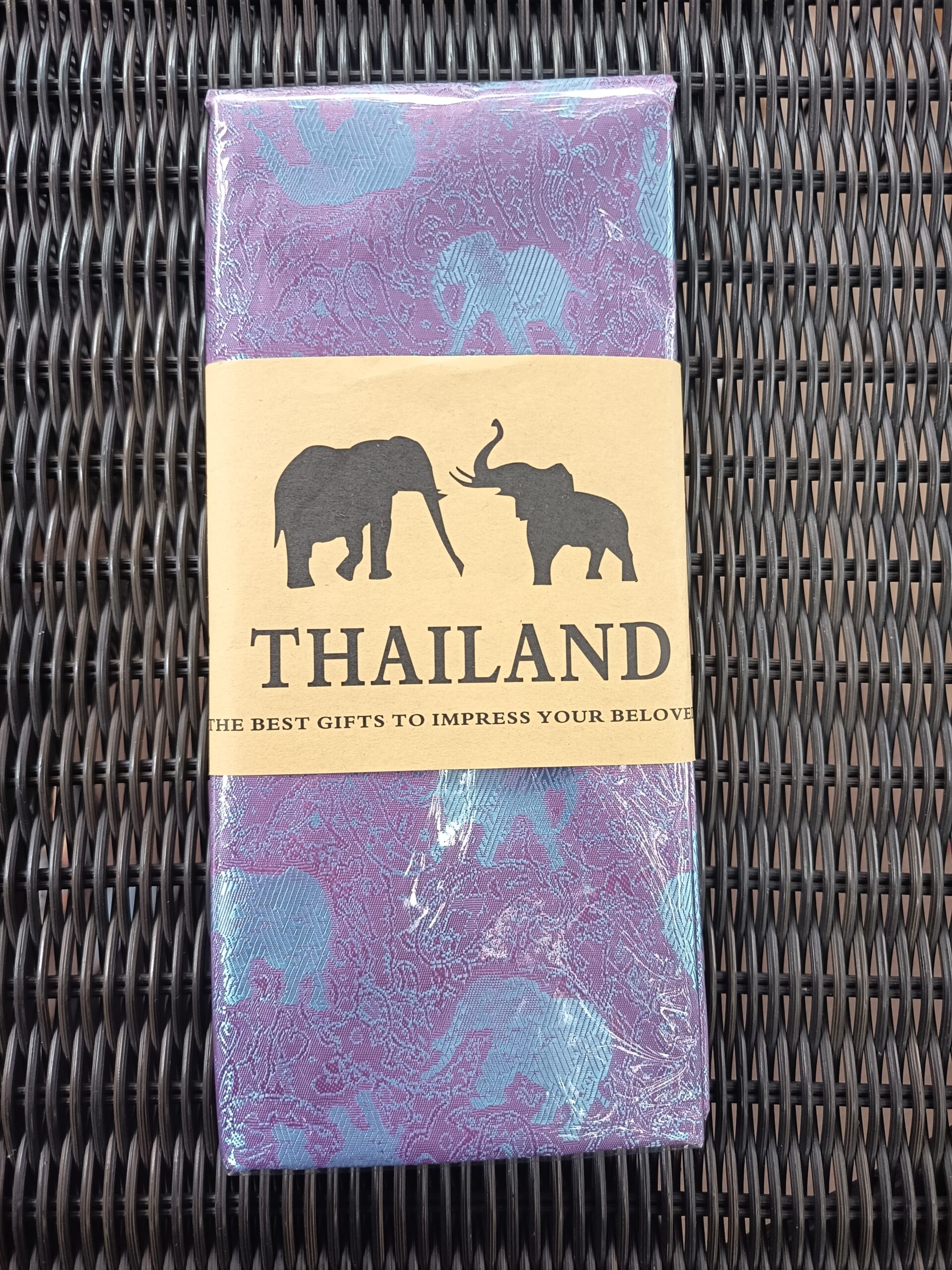 Thai Silk Elephant Scarf — Lilac + Silver — photo 1