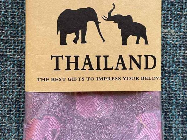 Thai Silk Elephant Scarf — Pink + Grey — photo 1