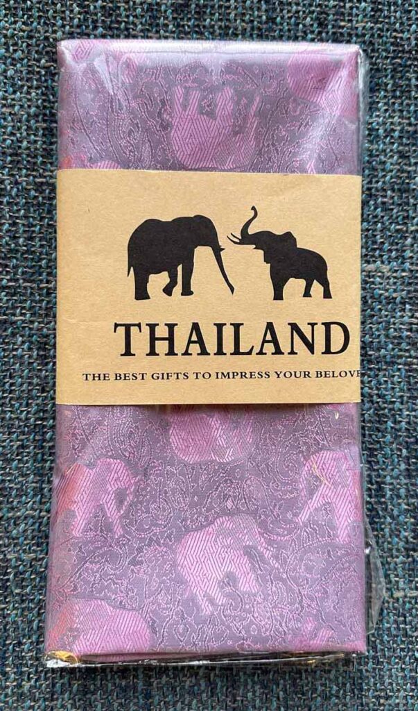 Thai Silk Elephant Scarf — Pink + Grey — photo 1