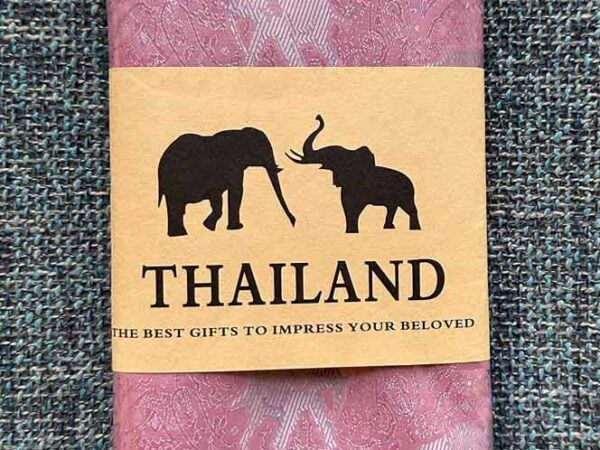 Thai Silk Elephant Scarf Pink Silver 2 Thai Silk Elephant Scarf — Pink + Silver — photo 2