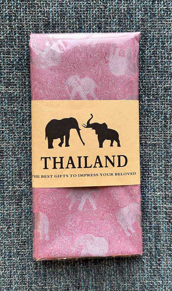Thai Silk Elephant Scarf — Pink + Silver — photo 2