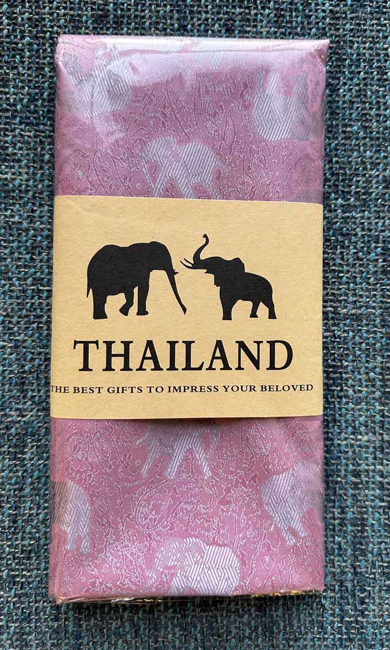 Thai Silk Elephant Scarf — Pink + Silver — photo 3