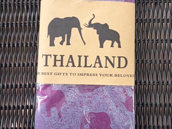 Thai Silk Elephant Scarf — Purple + Light Blue — photo 1