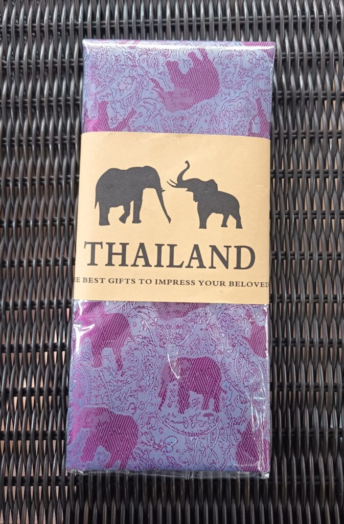 Thai Silk Elephant Scarf — Purple + Light Blue — photo 1