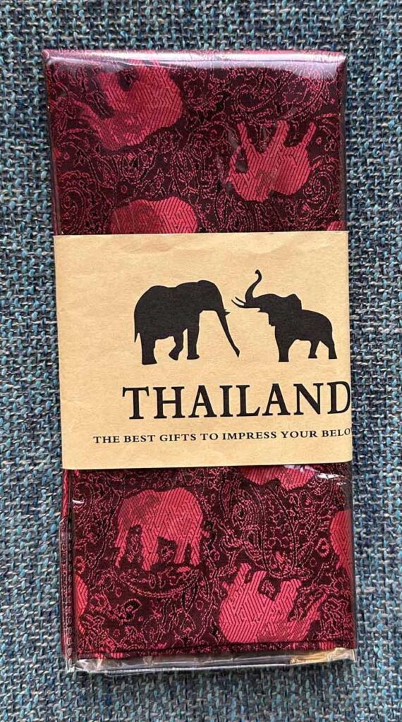 Thai Silk Elephant Scarf — Red + Black — photo 1