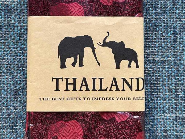 Thai Silk Elephant Scarf Red Black 2 Thai Silk Elephant Scarf — Red + Black — photo 2