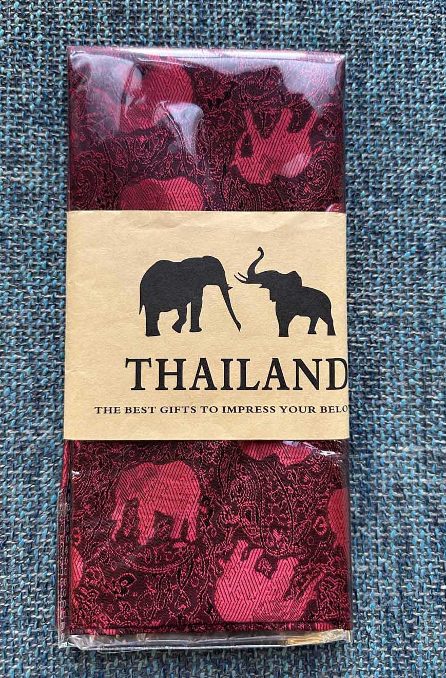 Thai Silk Elephant Scarf — Red + Black — photo 2