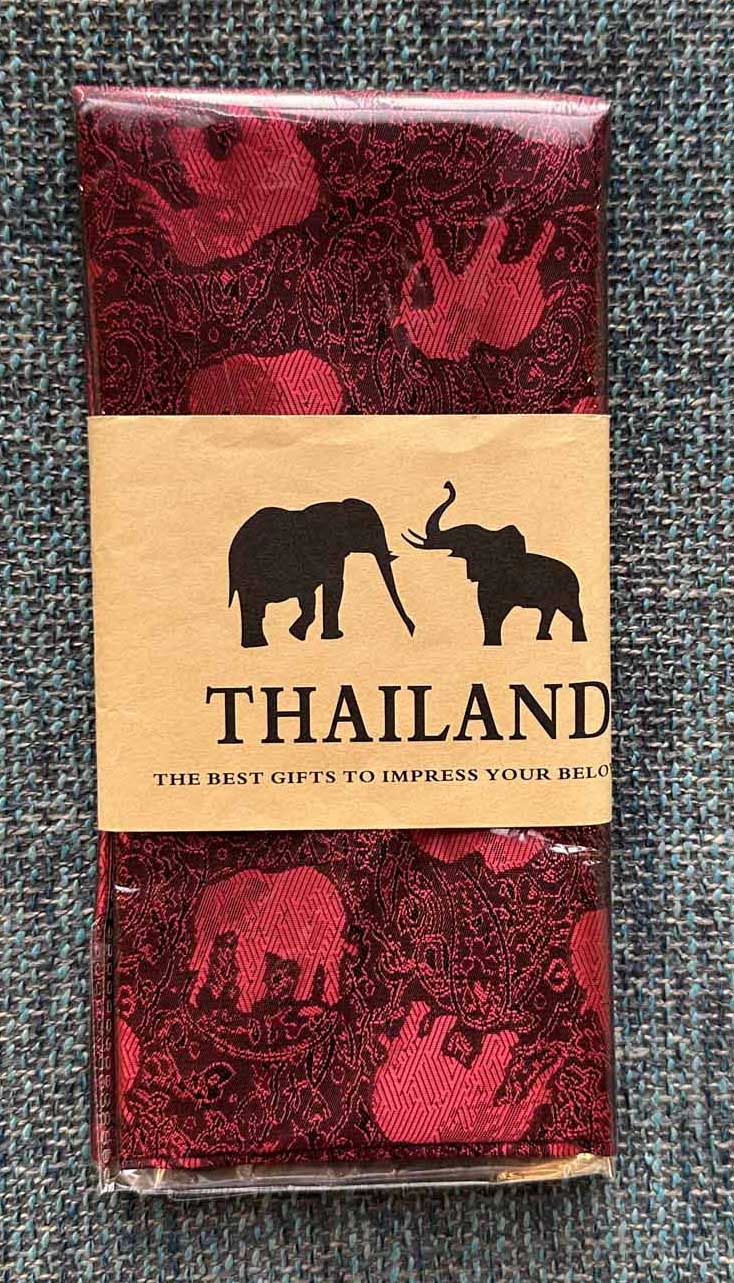Thai Silk Elephant Scarf — Red + Black — photo 3