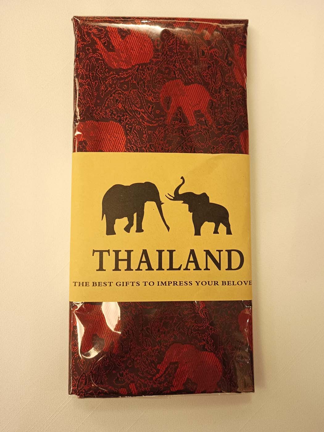 Thai Silk Elephant Scarf — Red + Black — photo 4