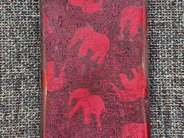 Thai Silk Elephant Scarf — Red + Silver + Blue — photo 1