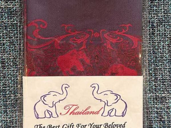 Thai Silk Elephant Scarf Red Silver Blue 2 Thai Silk Elephant Scarf — Red + Silver + Blue — photo 2