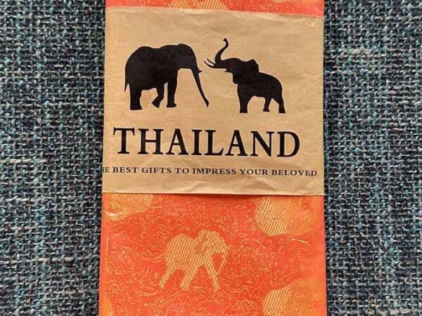 Thai Silk Elephant Scarf Tangerine 2 Thai Silk Elephant Scarf — Tangerine — photo 2