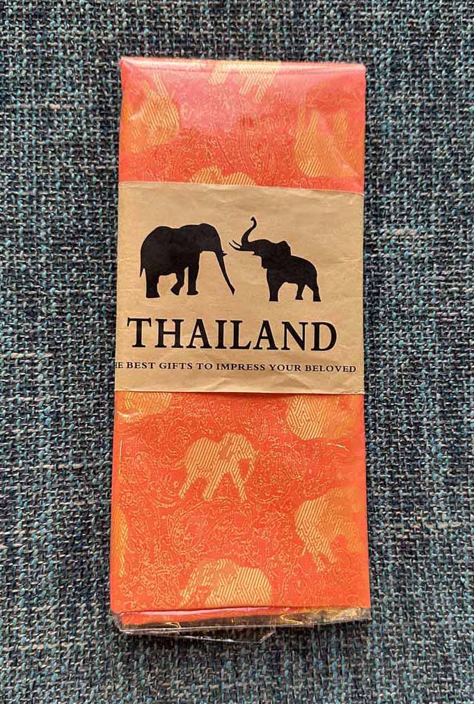 Thai Silk Elephant Scarf — Tangerine — photo 2