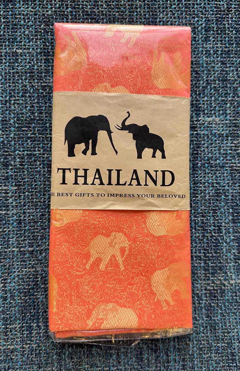 Thai Silk Elephant Scarf — Tangerine — photo 3