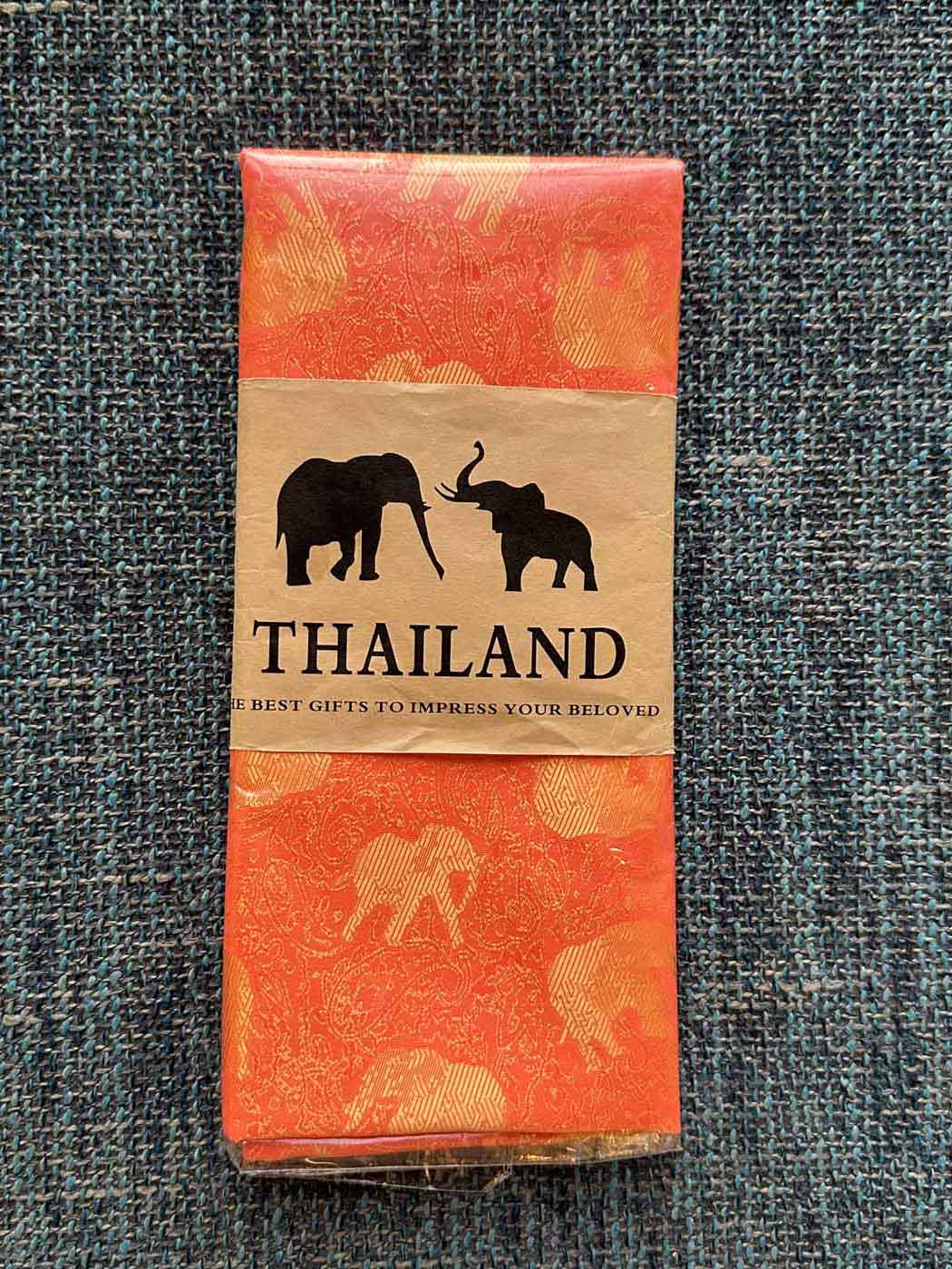 Thai Silk Elephant Scarf — Tangerine — photo 4