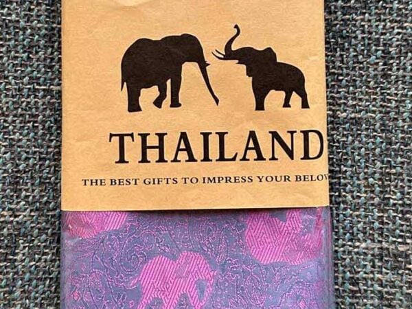 Thai Silk Elephant Scarf — Turquoise + Purple — photo 1