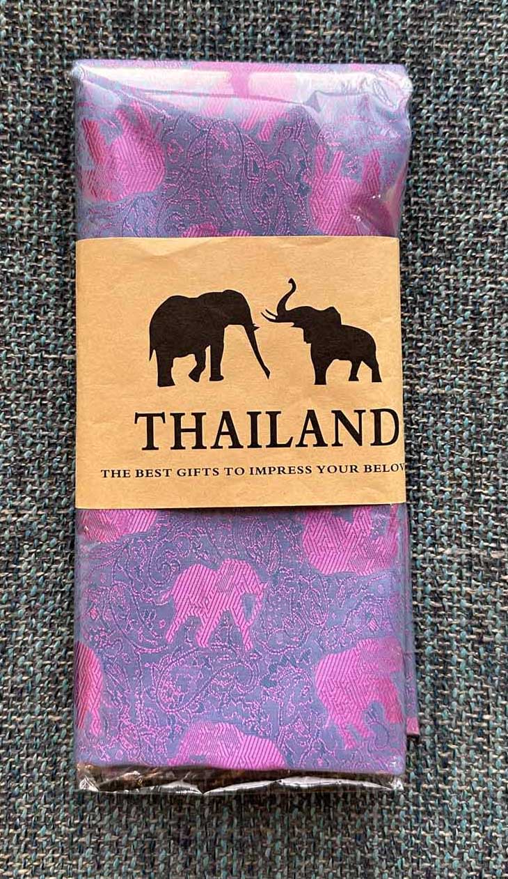 Thai Silk Elephant Scarf — Turquoise + Purple — photo 1