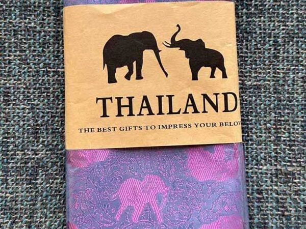 Thai Silk Elephant Scarf Turquoise Purple 2 Thai Silk Elephant Scarf — Turquoise + Purple — photo 2
