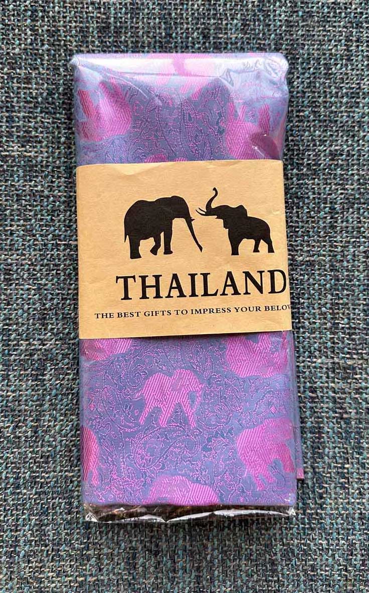 Thai Silk Elephant Scarf — Turquoise + Purple — photo 2
