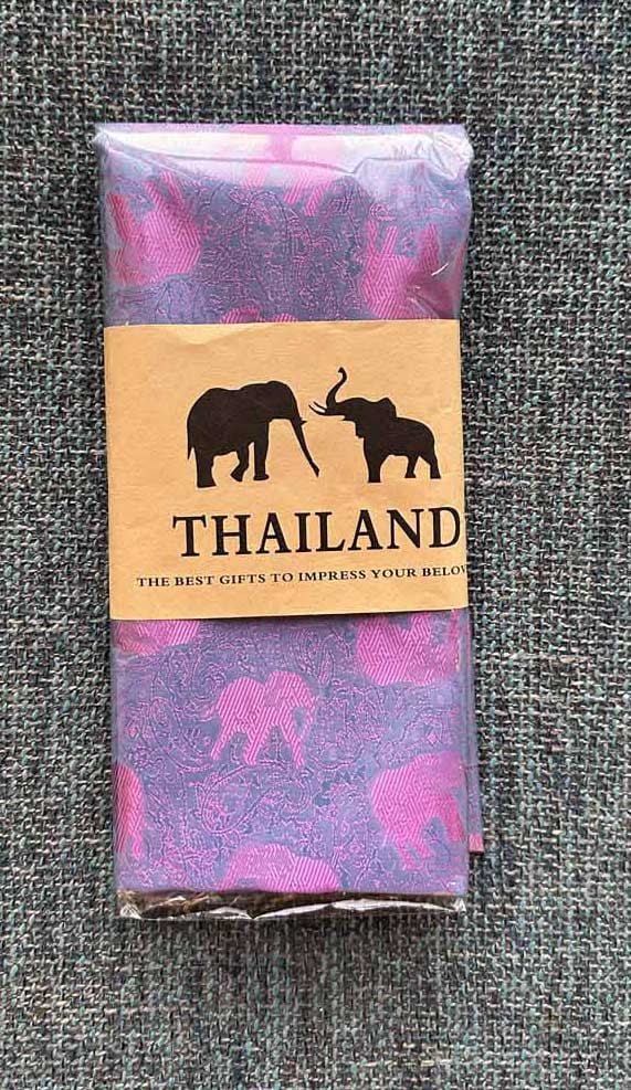 Thai Silk Elephant Scarf — Turquoise + Purple — photo 3