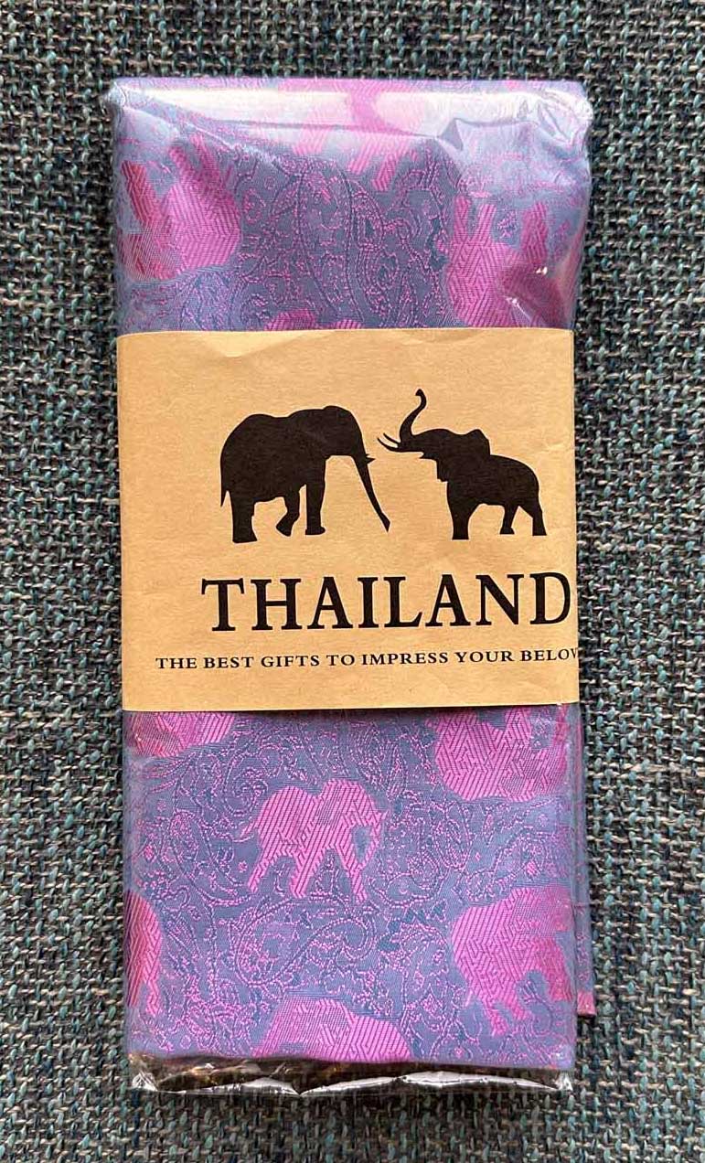 Thai Silk Elephant Scarf — Turquoise + Purple — photo 4