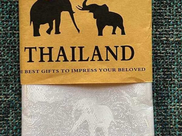 Thai Silk Elephant Scarf — White — photo 1