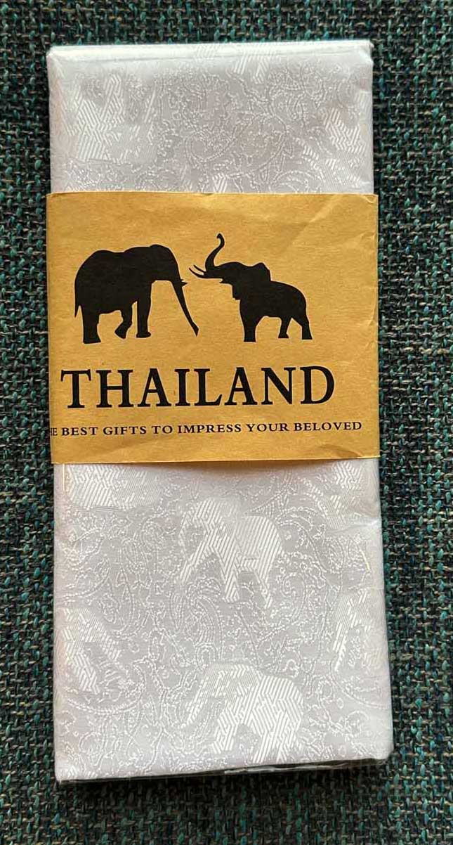 Thai Silk Elephant Scarf — White — photo 1
