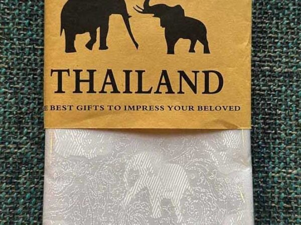 Thai Silk Elephant Scarf White 2 Thai Silk Elephant Scarf — White — photo 2