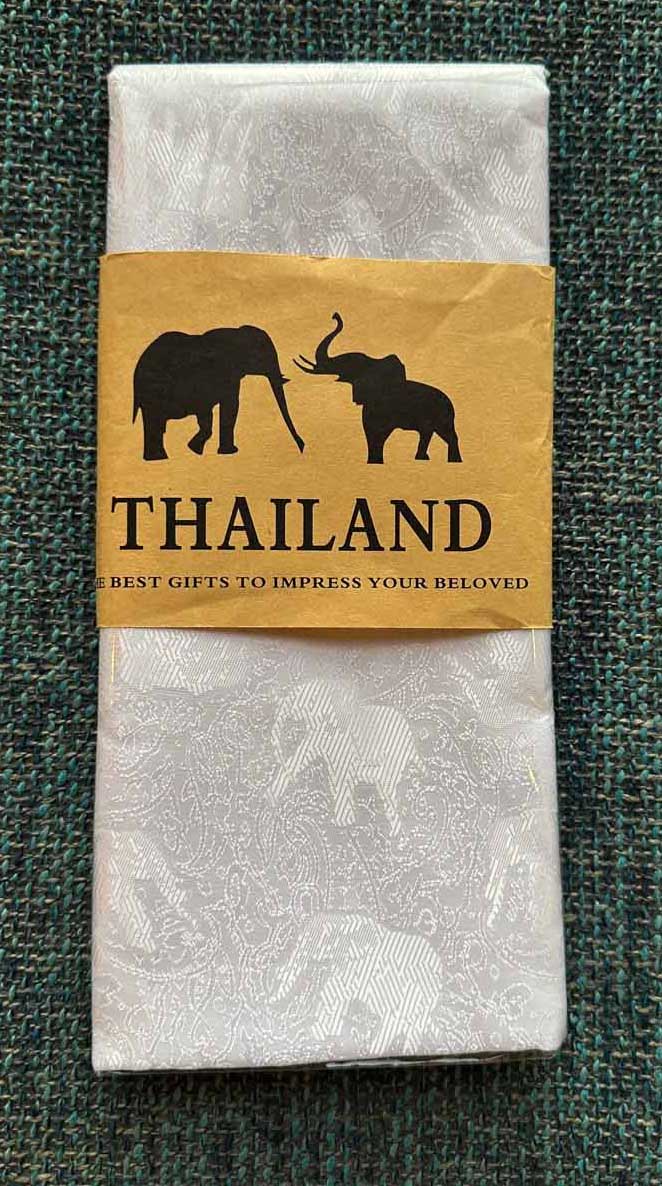 Thai Silk Elephant Scarf — White — photo 2