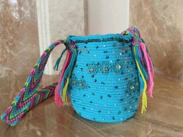 Wayúu Handwoven Bag — Turquoise, Small — photo 2